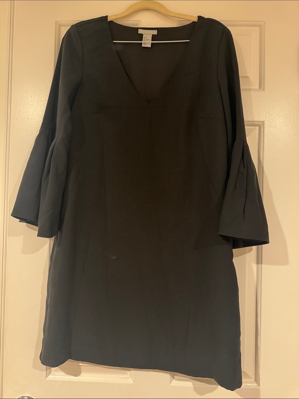 H&M Black V-Neck Bell Sleeve Dress
